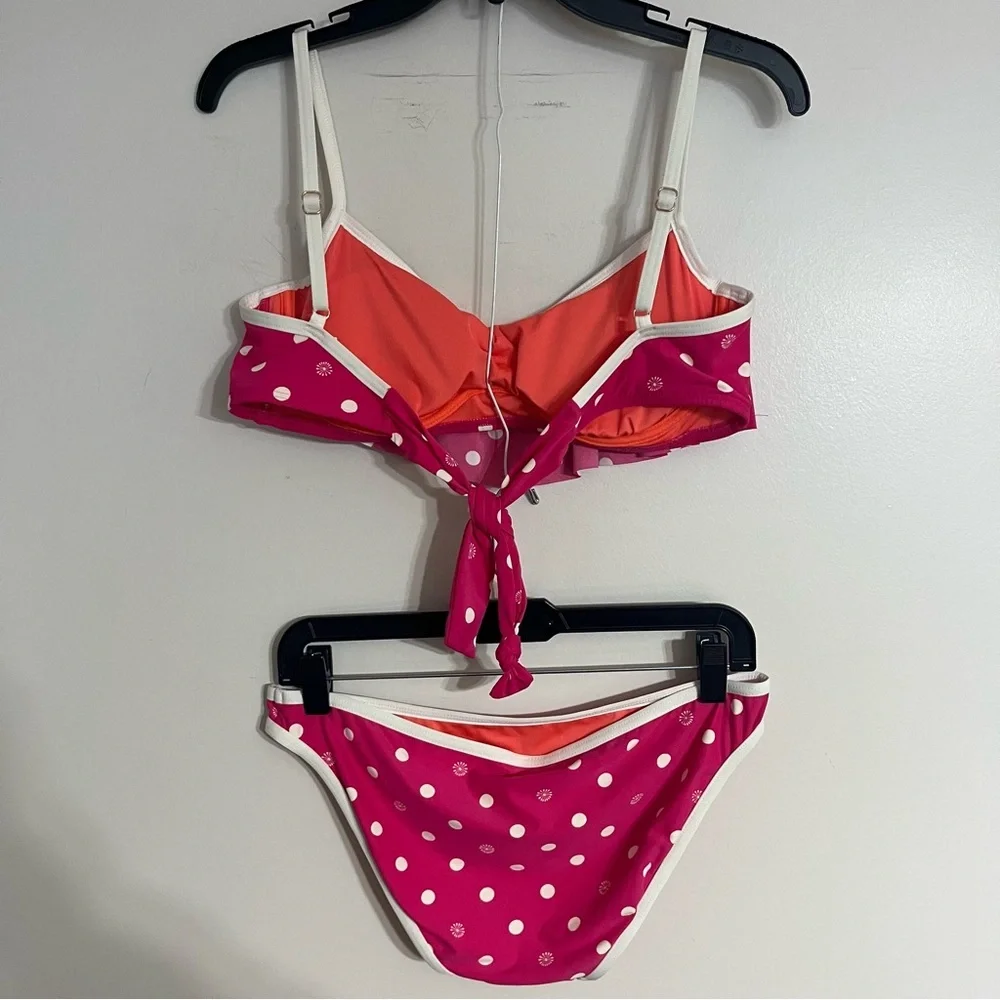 Women's‎ Coco Rave Pink Polka Dot Bikini Set Size Medium/Large Top Large Bottoms